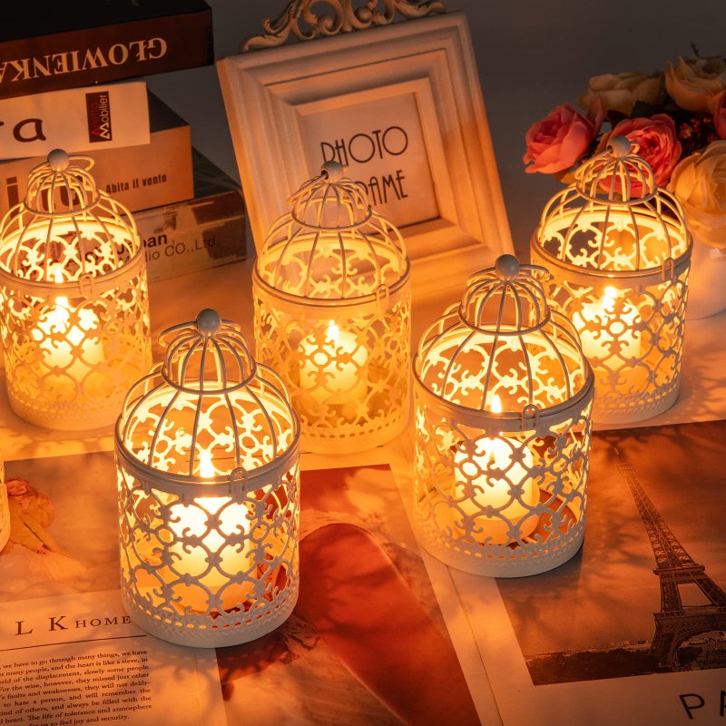 SHOWLOUE Hanging Birdcage Lantern, 6PCS Small Metal Tealight Holder Vintage Decorative Hanging Candle Holder Lantern Centerpieces for Wedding Halloween Christmas Table Decoration - Image 4